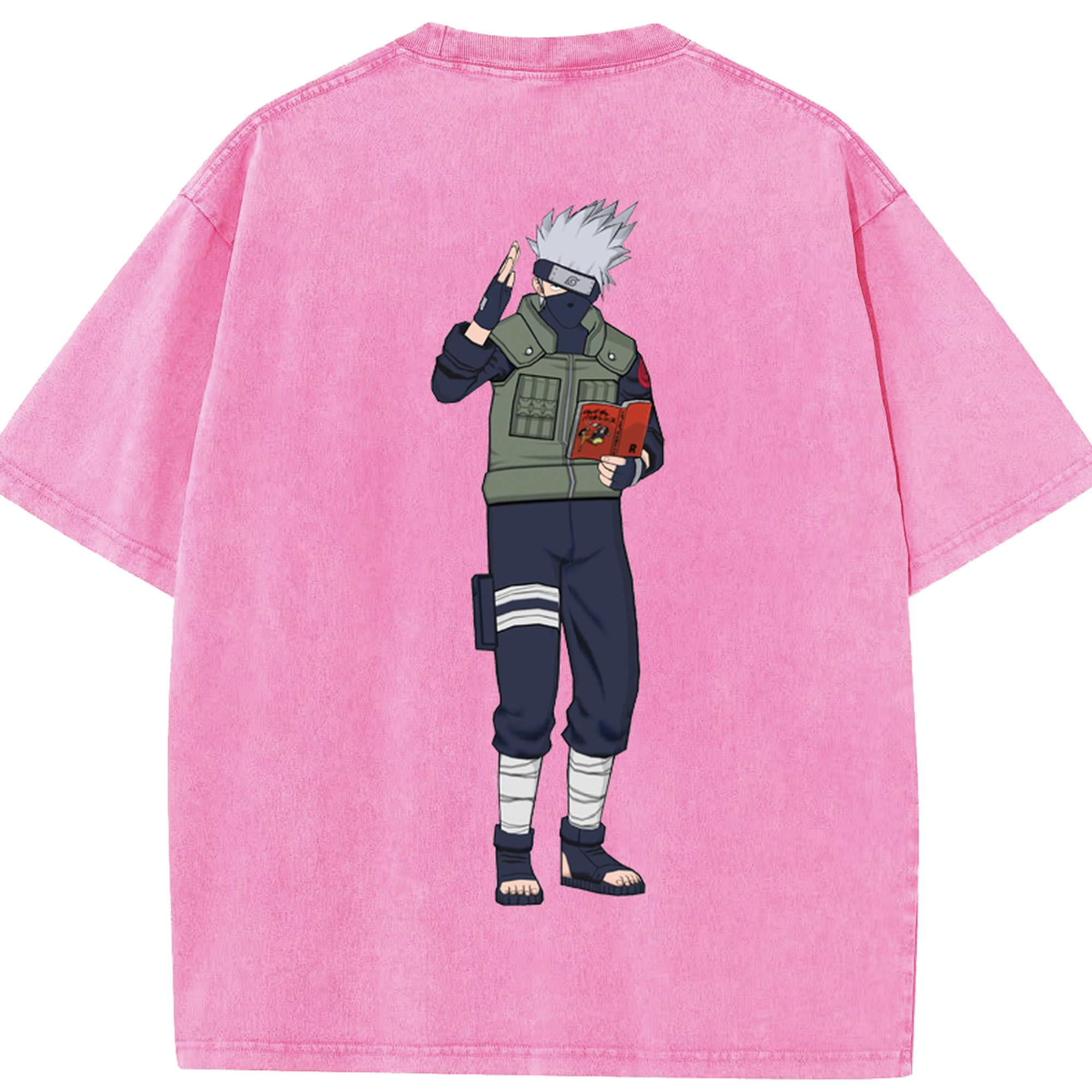 （画像用） NARUTO -ナルト- はたけ カカシ Hatake Kakashi 綿100% ヴィンテージ風 半袖Tシャツ（背面プリント）